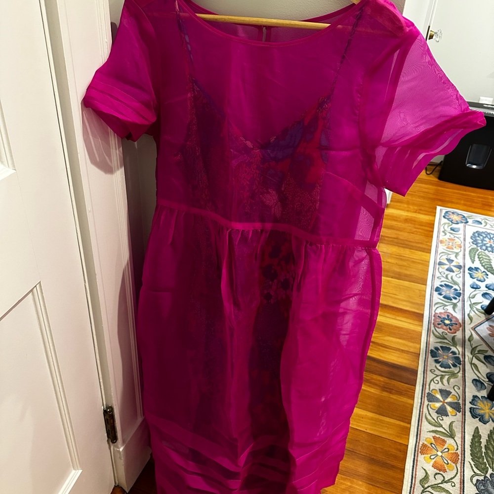 Anthropologie Vibrant Pink Dress